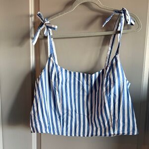 Old Navy Blue & White Striped Tie-Shoulder Camisole Top